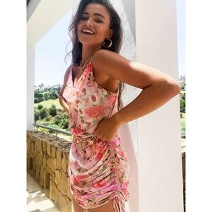 ASOS NWT Floral Pink Ruched Dress - Size 12